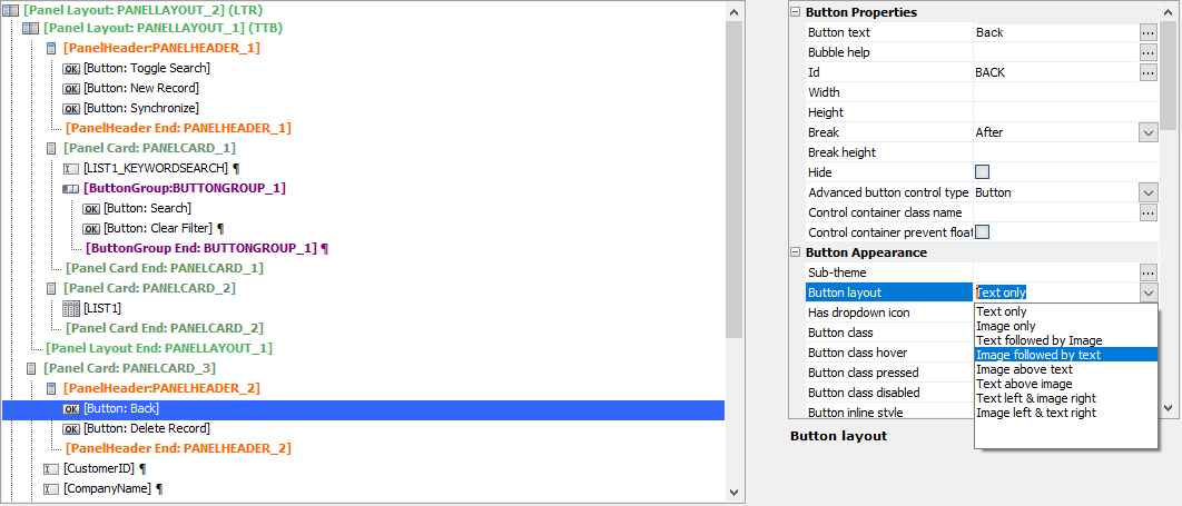 Changing the Button layout from Text only to Image followed
by text.